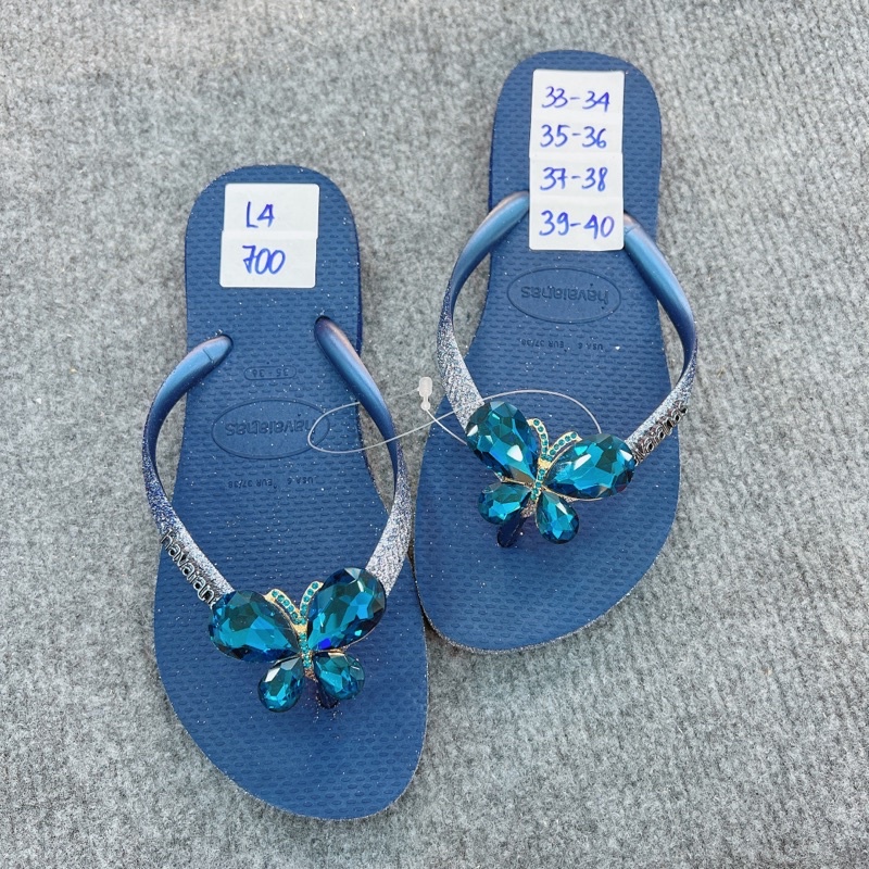 dép HVN kim tuyến viền mix charm b.đá