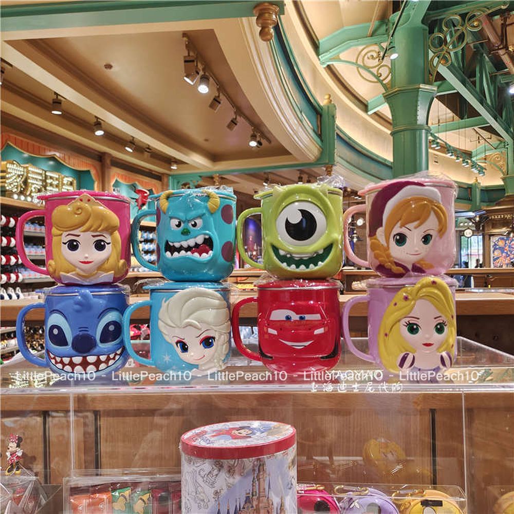 Ly giữ nhiệt , cốc ca nước có nắp hình Frozen Car Mickey Sulley Princess Mike Minnie Elsa cho trẻ em