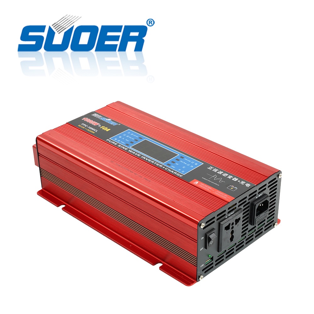 Bộ đổi điện Inverter Suoer 12v sang 220v sine chuẩn 1000W Đúng Công Suất FPC-1000CL Tích hợp sạc Điện lưới