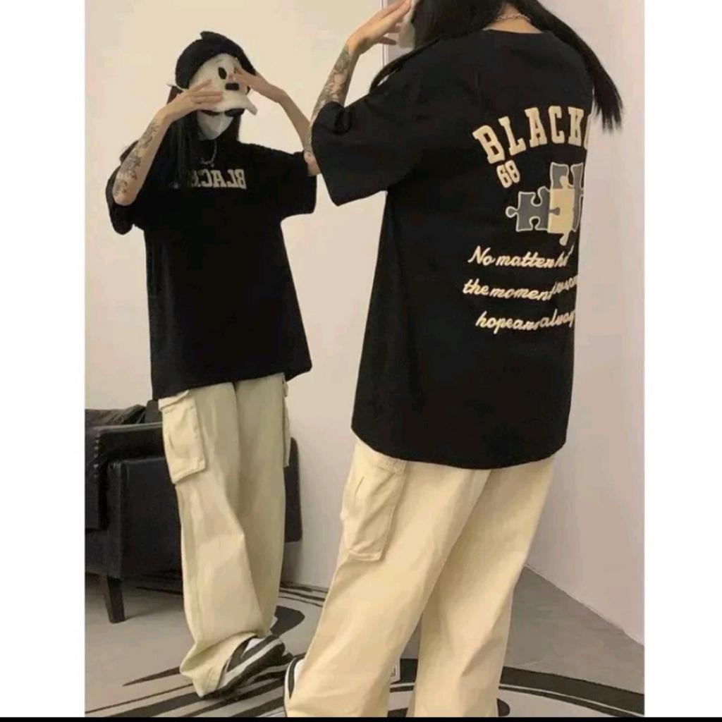 Áo phông nam nữ tay lỡ, Áo thun in hình blackor chất cotton su form rộng túi zip. | BigBuy360 - bigbuy360.vn