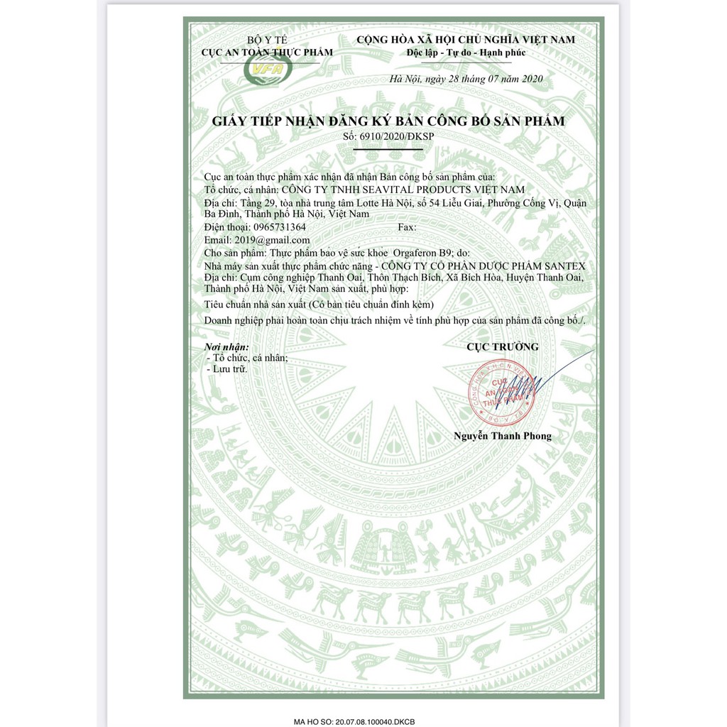 Viên uống bổ sung sắt và Acid folic ORGAFERON B9 _ bổ máu, ngăn ngừa thiếu máu. Hộp 36 viên