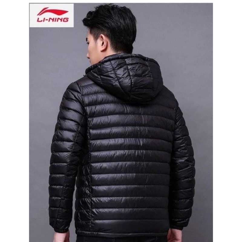 Áo phao lông vũ Lining  Áo phao có mũ Lining chất liệu cao cấp siêu Nhẹ, siêu Ấm - Áo phao nam - Áo khoác lô