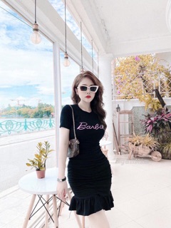 (Video thật) Đầm đuôi cá thêu chữ