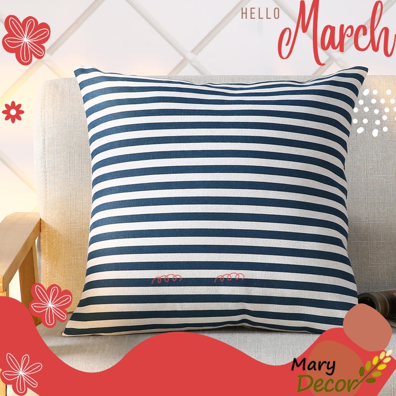 Gối tựa sofa Mary Décor - họa tiết Sọc xanh to G-I07