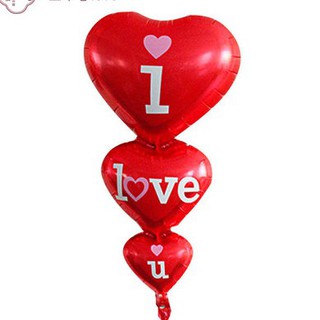 Bóng bay mạ nhôm hình trái tim liền iloveyou trang trí phòng cưới
