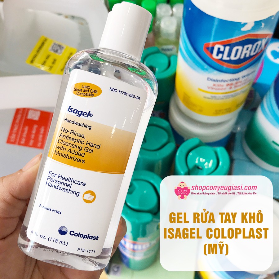 Gel Rửa Tay Khô Isagel Coloplast 118ml Dưỡng Ẩm Da Tay - Made In USA