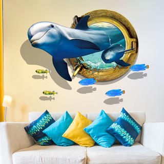 Decal dán tường cá heo 3d - dc169