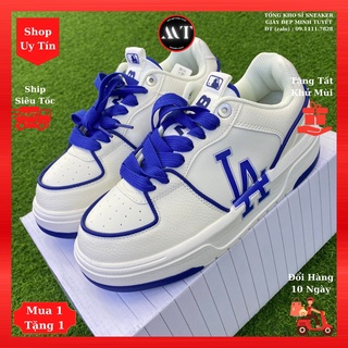 Giày Trắng Kem Xanh navy MLB-Liner LA sneaker thể thao nam nữ đẹp cao cấp, giày da mềm thời trang tăng chiều cao 5cm