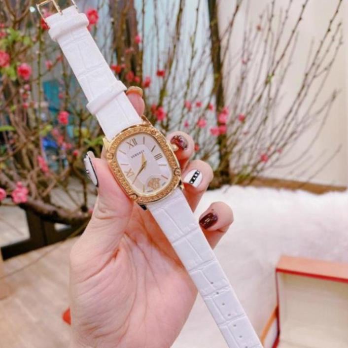 Đồng hồ nữ versace dây da, viền mặt thép tinh tế, siêu bền bảo hành 12 tháng