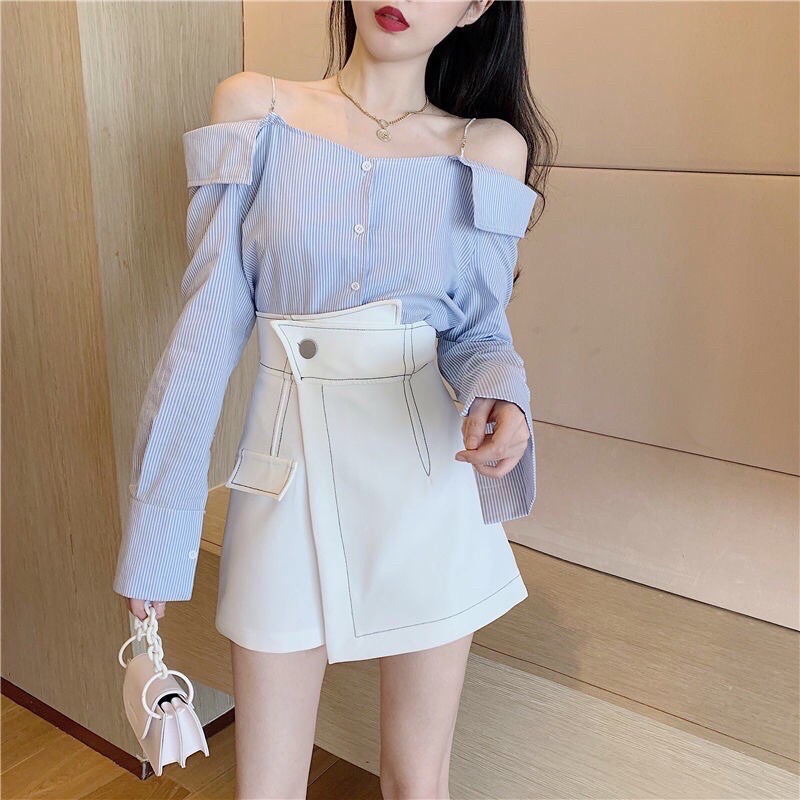 Quần giả váy cạp chéo viền chỉ nổi | BigBuy360 - bigbuy360.vn