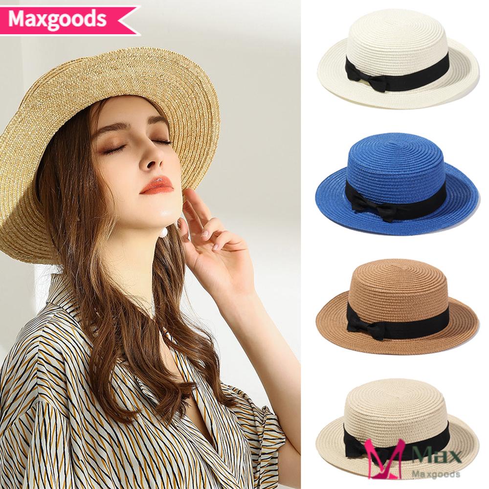 Mũ Rộng Vành Phối Nơ Thời Trang Đi Biển Xinh Xắn Cho Nữ