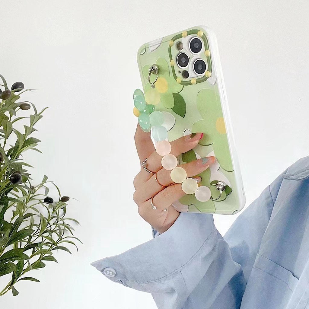 Ốp điện thoại họa tiết hoa lan xinh xắn kèm dây đeo thích hợp cho Iphone 12 Pro Max 11 Pro Max Xs Max Xr X 7 8 Plus
