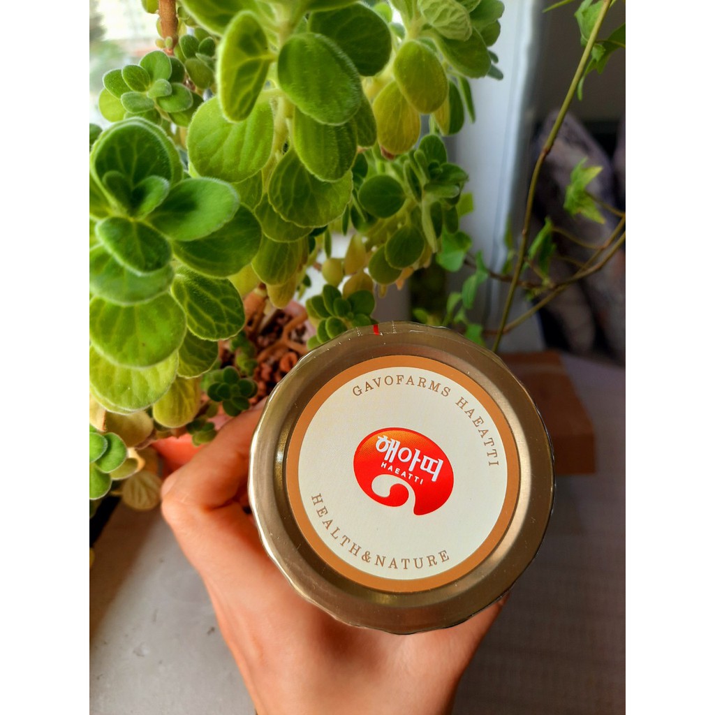 Combo 2 hũ Mật ong chanh đào Hàn Quốc Haetti nguyên chất công dụng giảm ho nắp vàng 1kg date mới - ÂU CHÂU SHOP