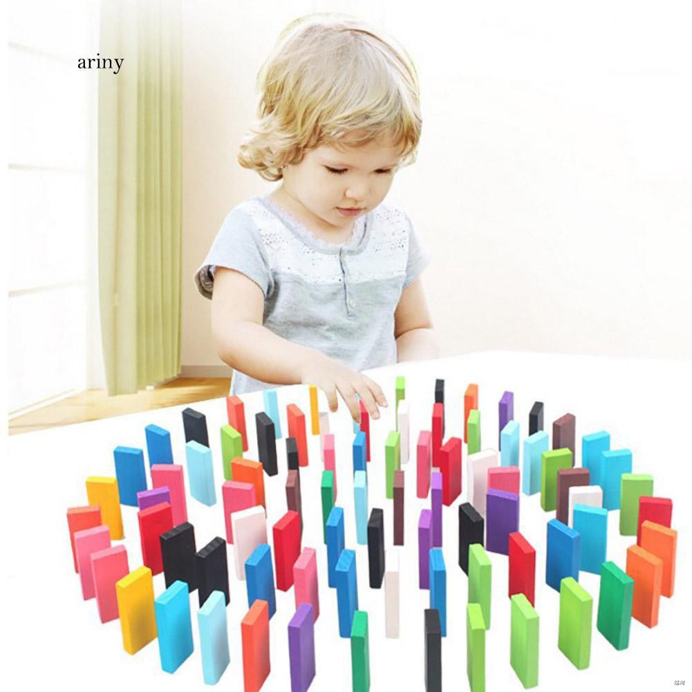 ☋Set 120 khối domino bằng gỗ nhiều màu hỗ trợ giáo dục cho bé