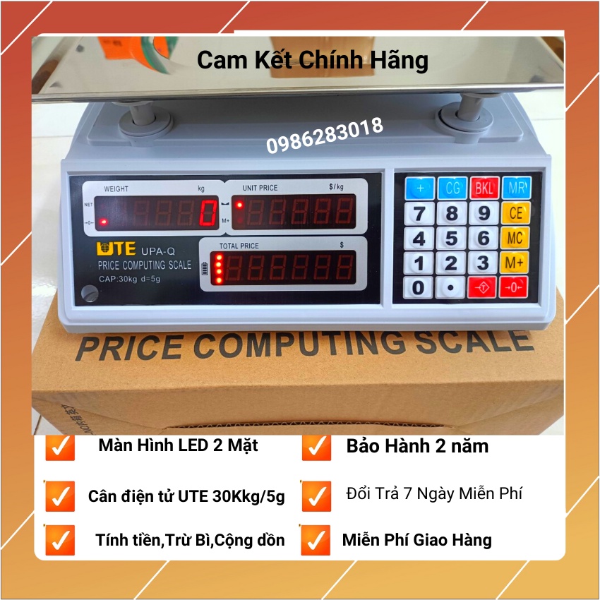 [ BH12t] Cân điện tử tính tiền UTE dùng cho bán hàng trái cây,hàng thịt,cá tạp hóa