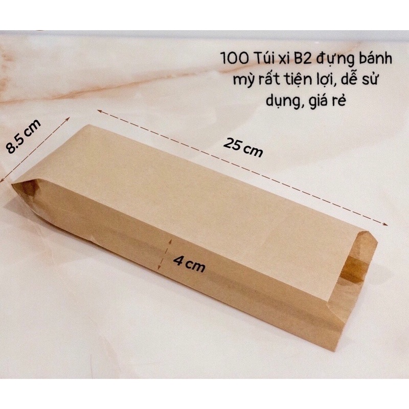 Set 100 túi giấy kraft, túi xi măng đựng bánh mỳ bánh ngọt đảm bảo an toàn, vệ sinh