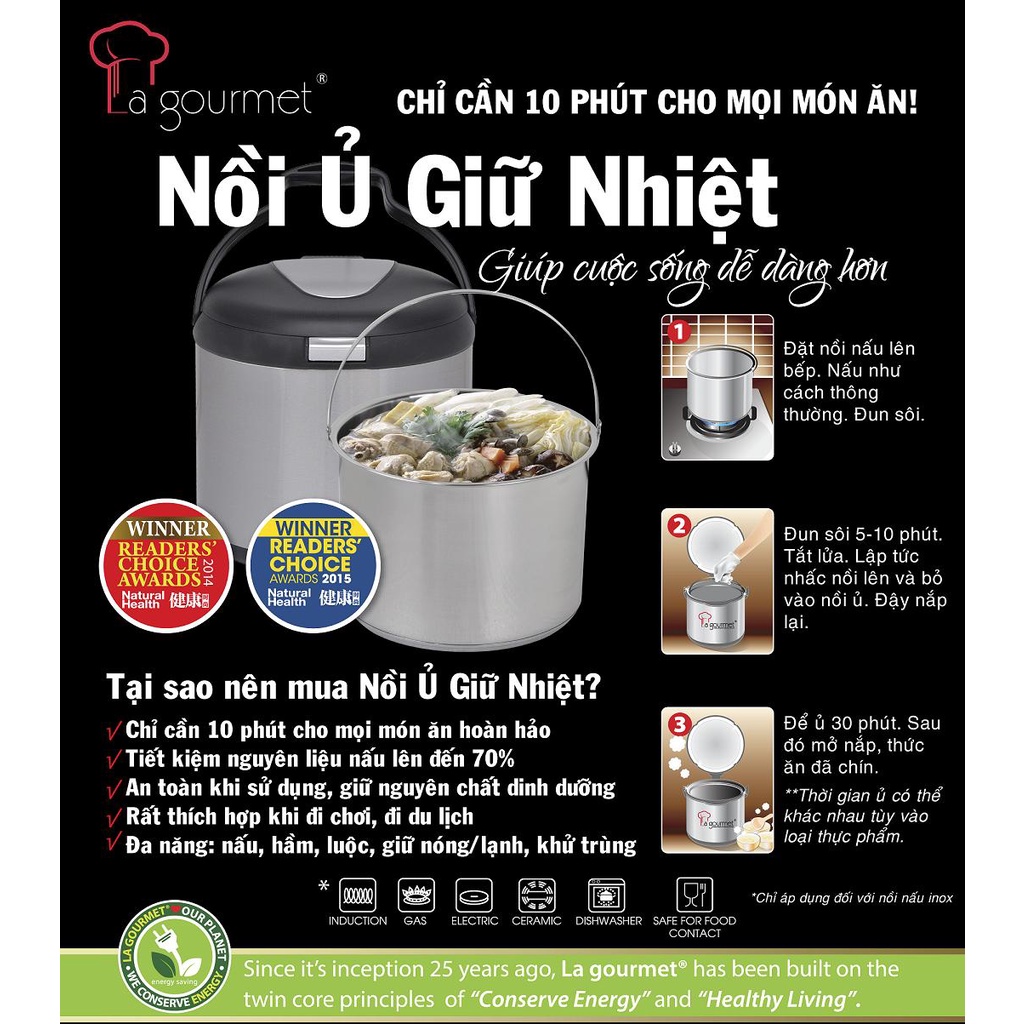 Nồi ủ mềm La gourmet 4.5L (bảo hành 1 năm) - 326065