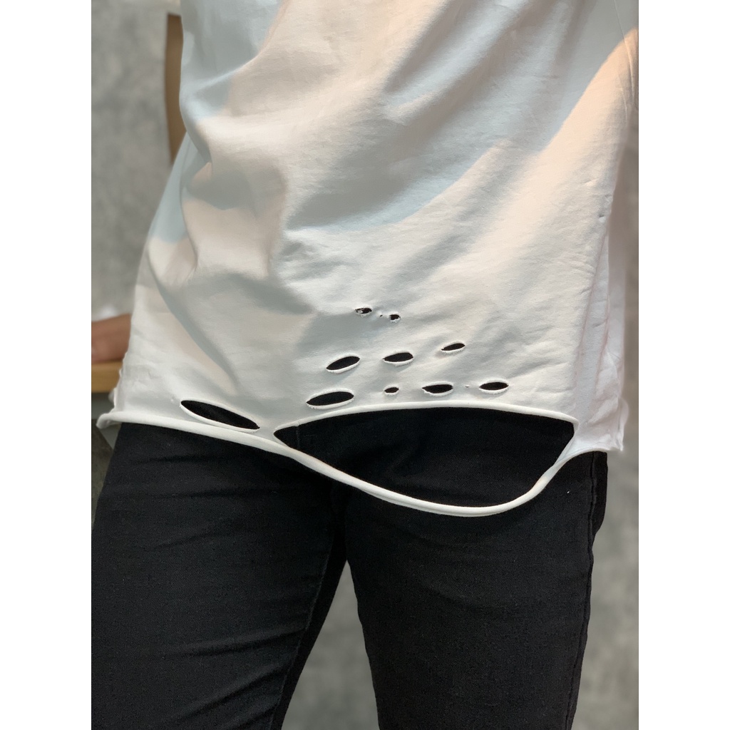 Áo phông rách tà nam tay lỡ form rộng,áo phông Unisex đẹp trơn Basic | BigBuy360 - bigbuy360.vn