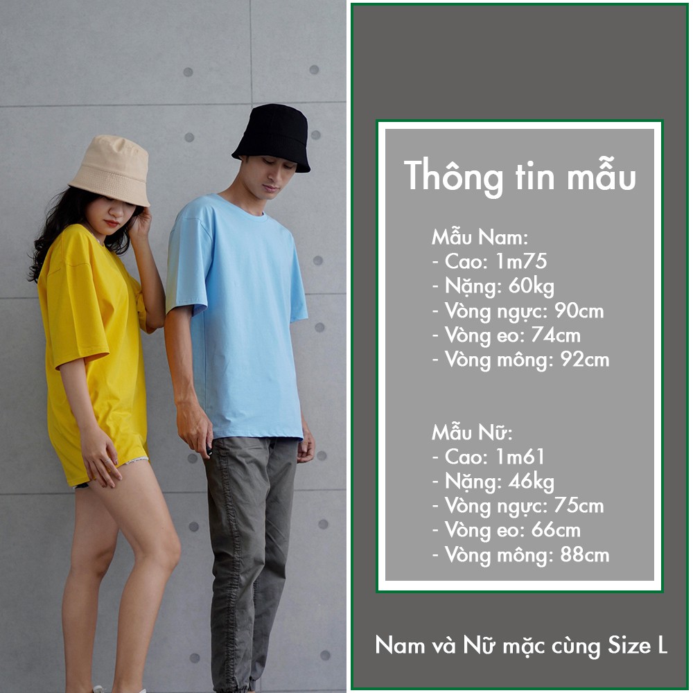 Áo thun Unisex trơn 100% Cotton form rộng tay lỡ phông oversize cho nam nữ AH1504