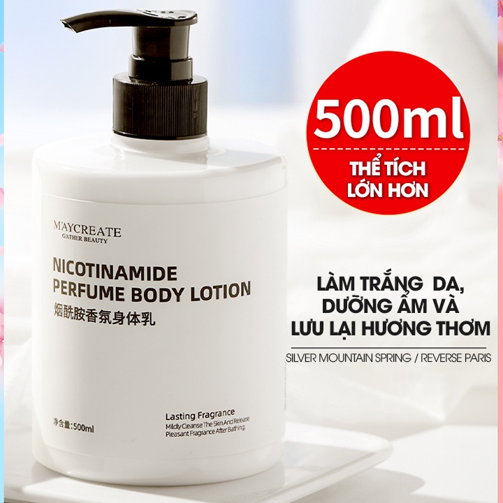 Combo sữa dưỡng thể, sữa tắm dưỡng trắng Niacinamide 500ml