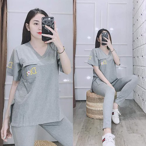 Đồ bộ nữ đẹp, quần áo mặc nhà cotton quần dài tay ngắn - Chất liệu thun co giãn 4 chiều thoáng mát A018 | BigBuy360 - bigbuy360.vn