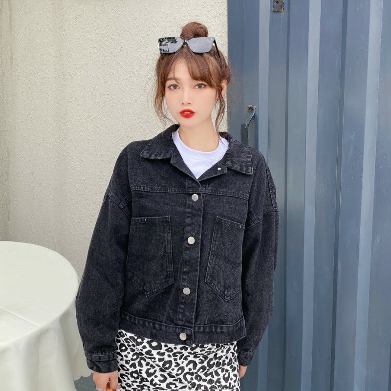 Áo Khoác denim Dáng Rộng In Hạt Cườm Phong Cách Hàn Quốc Thời Trang Mùa Thu Mới Cho