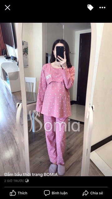 Bộ bầu và sau sinh Pink hàng cao cấp quần có chun chinh bụng thích hợp cho mẹ 50-68kg