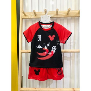 Bộ Mickey đá bóng đỏ đen