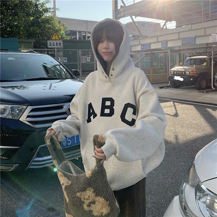 Áo hoodies ABC nỉ lót bông ulzzang Hàn Quốc