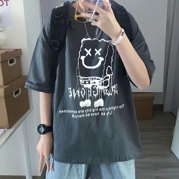 Áo Thun Nam Tay Ngắn In Hình Cá Tính