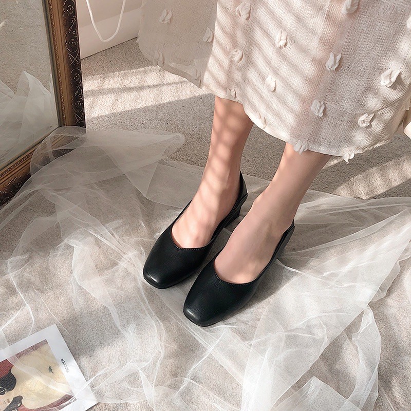 (sẵn đen 39) Giày retro công sở đế cao 5cm, G129