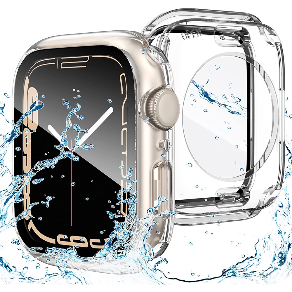 Ốp Bảo Vệ Màn Hình 2 Trong 1 Bằng PC Cứng Chống Thấm Nước + Khung Bảo Vệ 360 Cho iWatch Series7 654SE