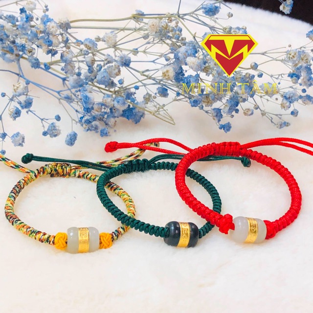Vòng tay lu thống Bạch Ngọc may mắn✨Lu thống Bạch ngọc dây tết may mắn-Minh Tâm Jewelry