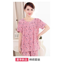 Bộ Đồ Ngủ Cotton Lụa Nhân Tạo Mỏng Tay Ngắn Dành Cho Phụ Nữ Trung Niên Mặc Ở Nhà b6 | BigBuy360 - bigbuy360.vn
