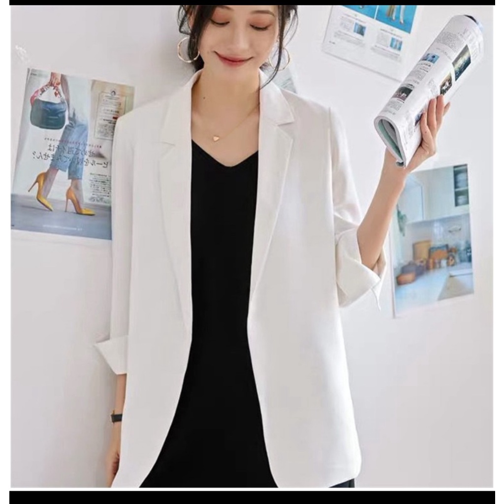 Áo vest blazer dáng suông mỏng tay lật 1 lớp mặc hè thu 005 | BigBuy360 - bigbuy360.vn