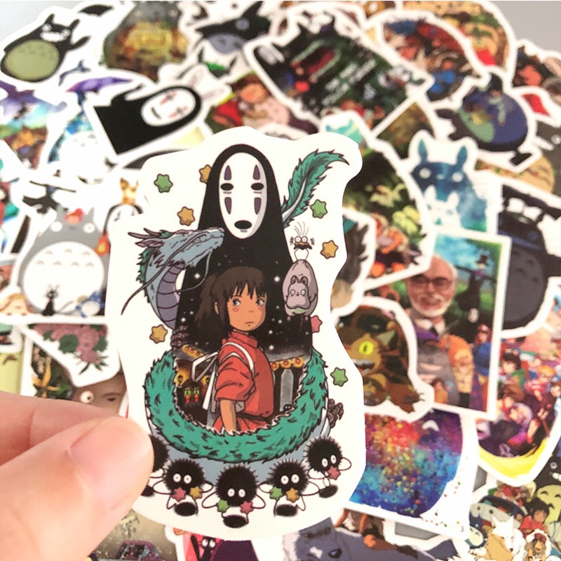 50 Stickers PVC Ghibli anime Vô Diện, Totoro, Kaonashi, Spirited Away, Howl's Moving Castle,... không thấm nước
