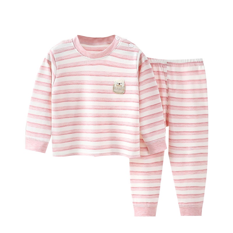 Bộ Đồ Lót Cotton Tay Dài Hở Vai Thời Trang Thu Đông Cho Bé 60-120CM