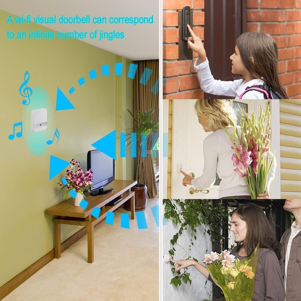 Hình ảnh chuông cửa kêu vang Wifi phổ Plug-in Chime thông minh chuông cửa Receiver cho thông minh không dây wifi an ninh chuông cửa 123456789 okase