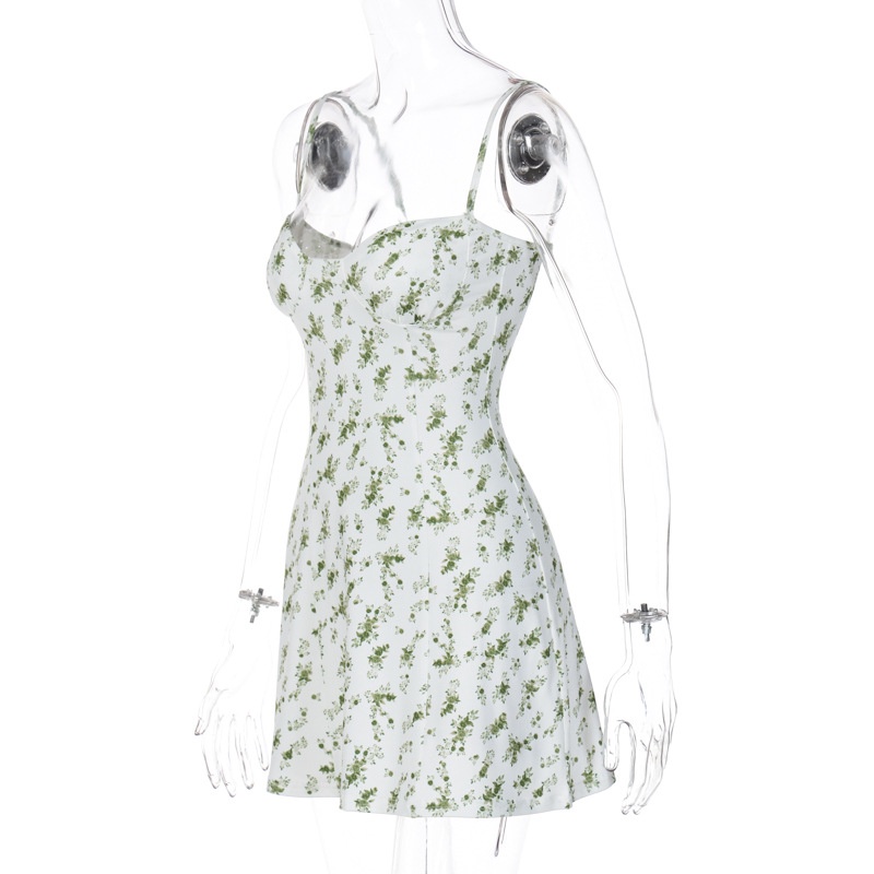 Đầm Hai Dây Hở Lưng In Hoa Thời Trang Cho Nữ