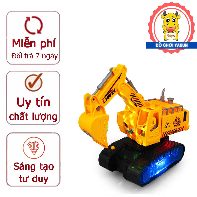 Ô tô đồ chơi xe cần cẩu cho bé, đồ chơi thông minh trẻ em (biến hình robot, phát nhạc, phát sáng, cảm ứng)