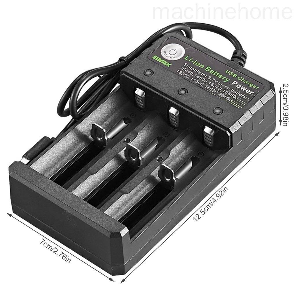 Đế sạc pin Lithium 18650 3 ngăn kèm giá đỡ tiện dụng