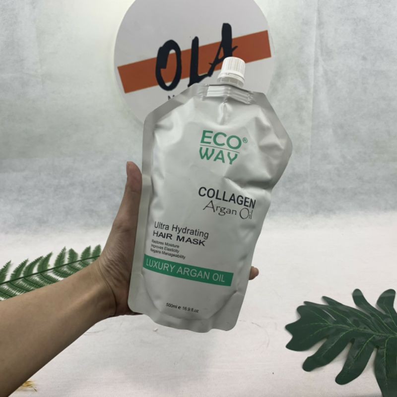 Kem Hấp Tóc Phục Hồi Hư Tổn Collagen Ecoway 500ml - Mỹ Phẩm Ola