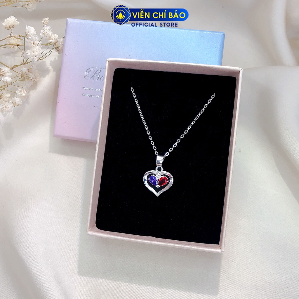 Dây chuyền bạc nữ trái tim đính đá chất liệu bạc 925 thời trang phụ kiện trang sức nữ Viễn Chí Bảo D400613