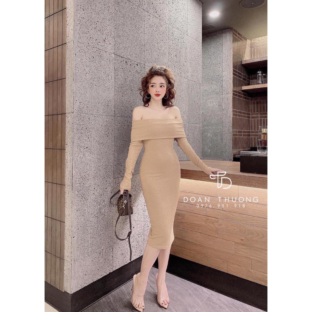 [MẪU MỚI] Đầm Body Trễ Vai Tay Dài Thun Gân Thích Hợp Mặc Đi Tiệc Đi Làm Đi Chơi Phù Hợp Với Mọi Phong Cách | BigBuy360 - bigbuy360.vn