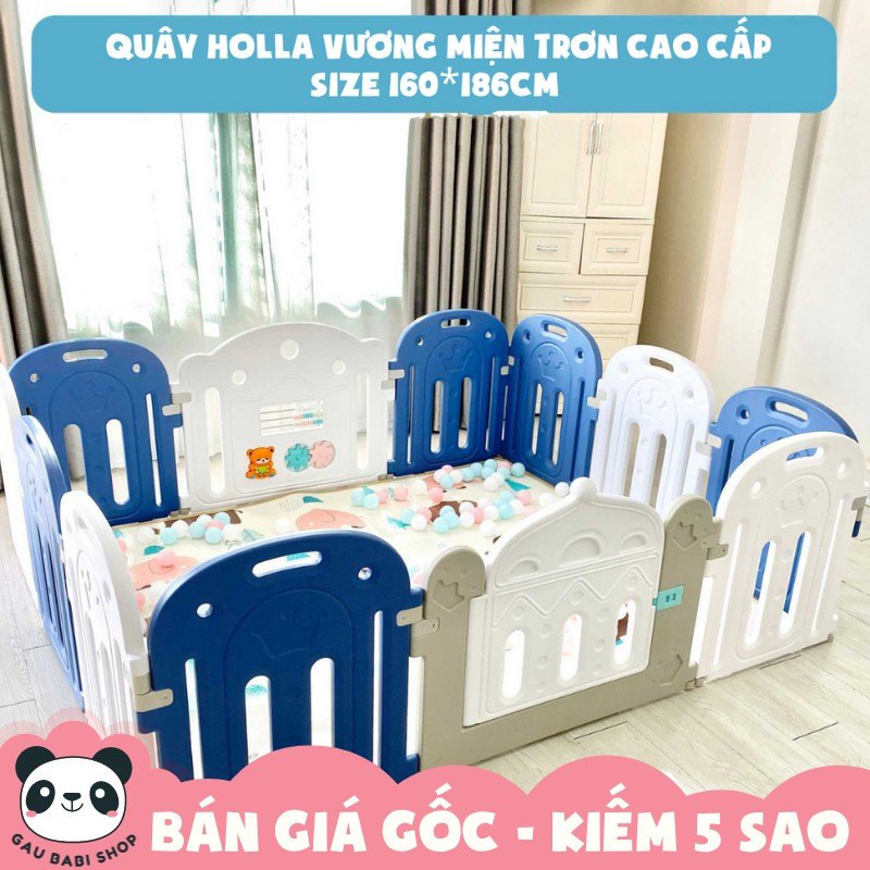 FREESHIP !!! Quây cũi cho bé HOLLA vương miện - XANH SIZE 160x186cm - Tặng kèm thảm + bóng