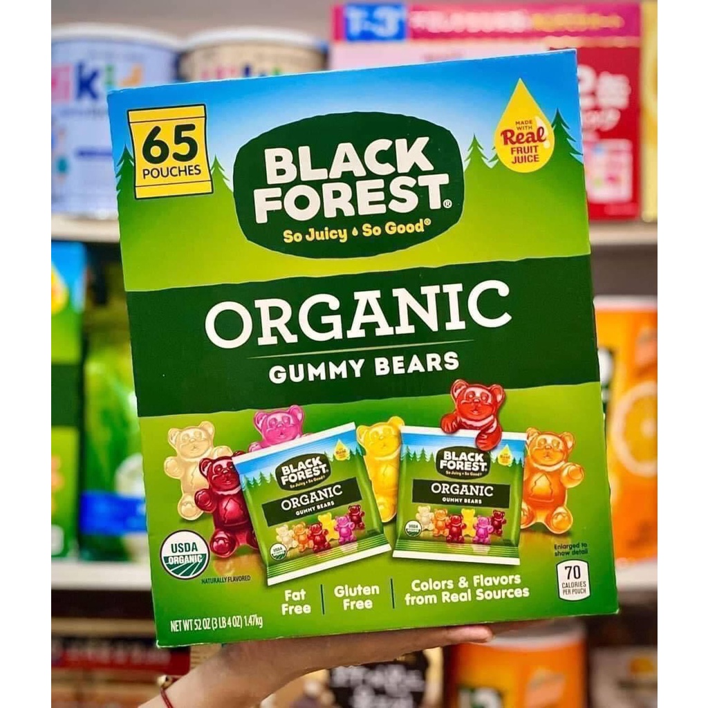 DATE 09/2024 Kẹo dẻo hữu cơ ⚡ CHẤT LƯỢNG ⚡ Kẹo Dẻo Organic Gummy Bear BLACK FOREST 23g Hương vị trái cây siêu ngo