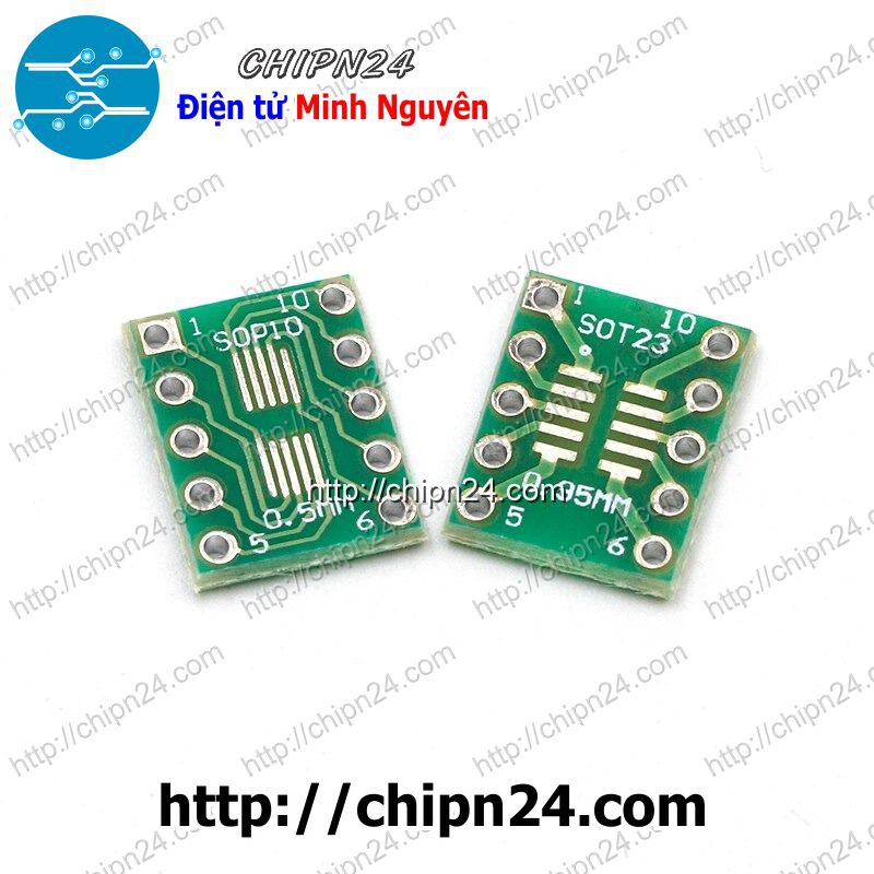 [2 CÁI] Đế chuyển SOT23 SOP10 sang DIP10 (PCB chuyển, Mạch chuyển)