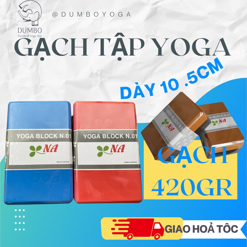Gạch Tập Yoga NA DUMBO MAT | Block Dày 10cm (23.5x15.5x10.5 cm) nặng 420gr, Nhiều màu