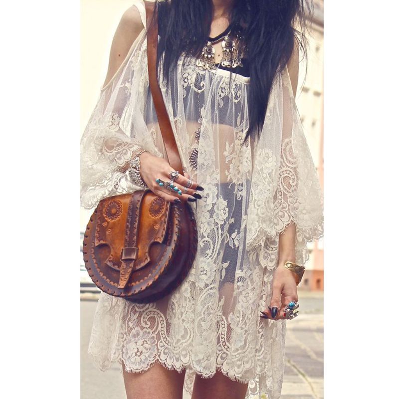 Áo Choàng Bikini Ren Hoa Mỏng Thời Trang Mùa Hè Quyến Rũ Cho Nữ