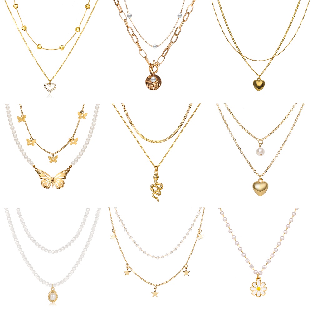 iF YOU Thời Trang Vòng cổ Mặt Hình Bướm Đính Ngọc Trai Nhân Tạo